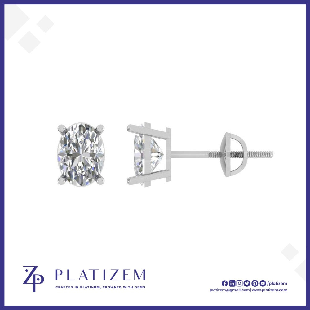 2 Ct Oval Cut Basket Stud Earrings for Women