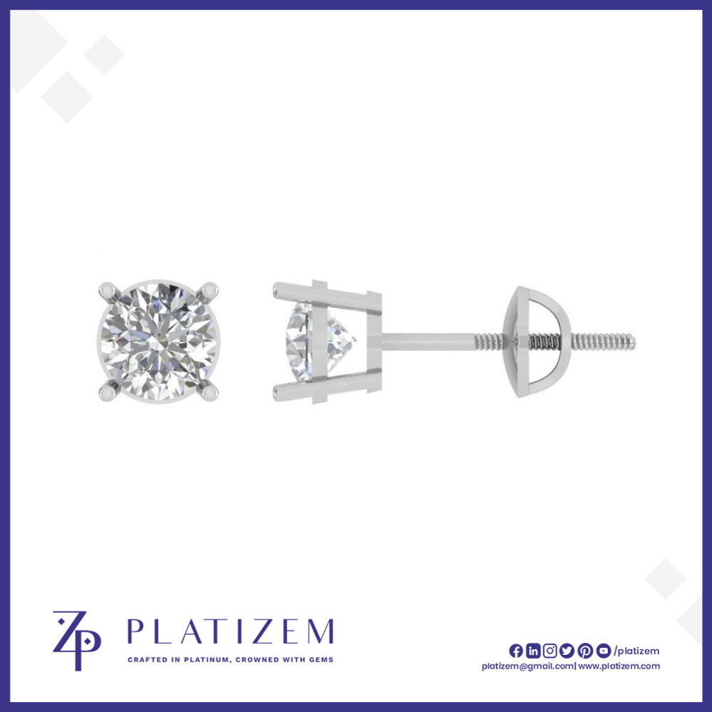 1 Ct Round Cut Stud Earrings for Women