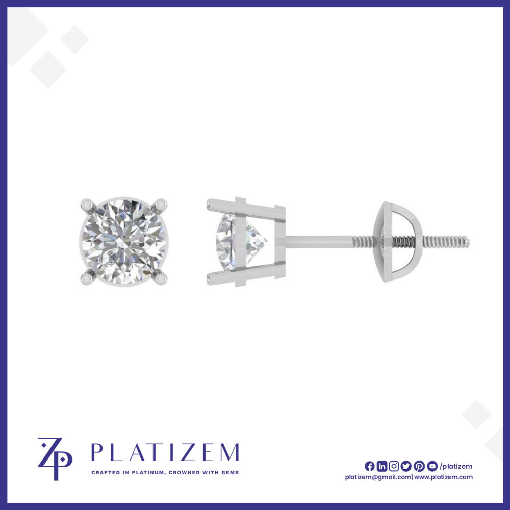 Round Lab Grown Diamond Basket Setting Stud Earrings