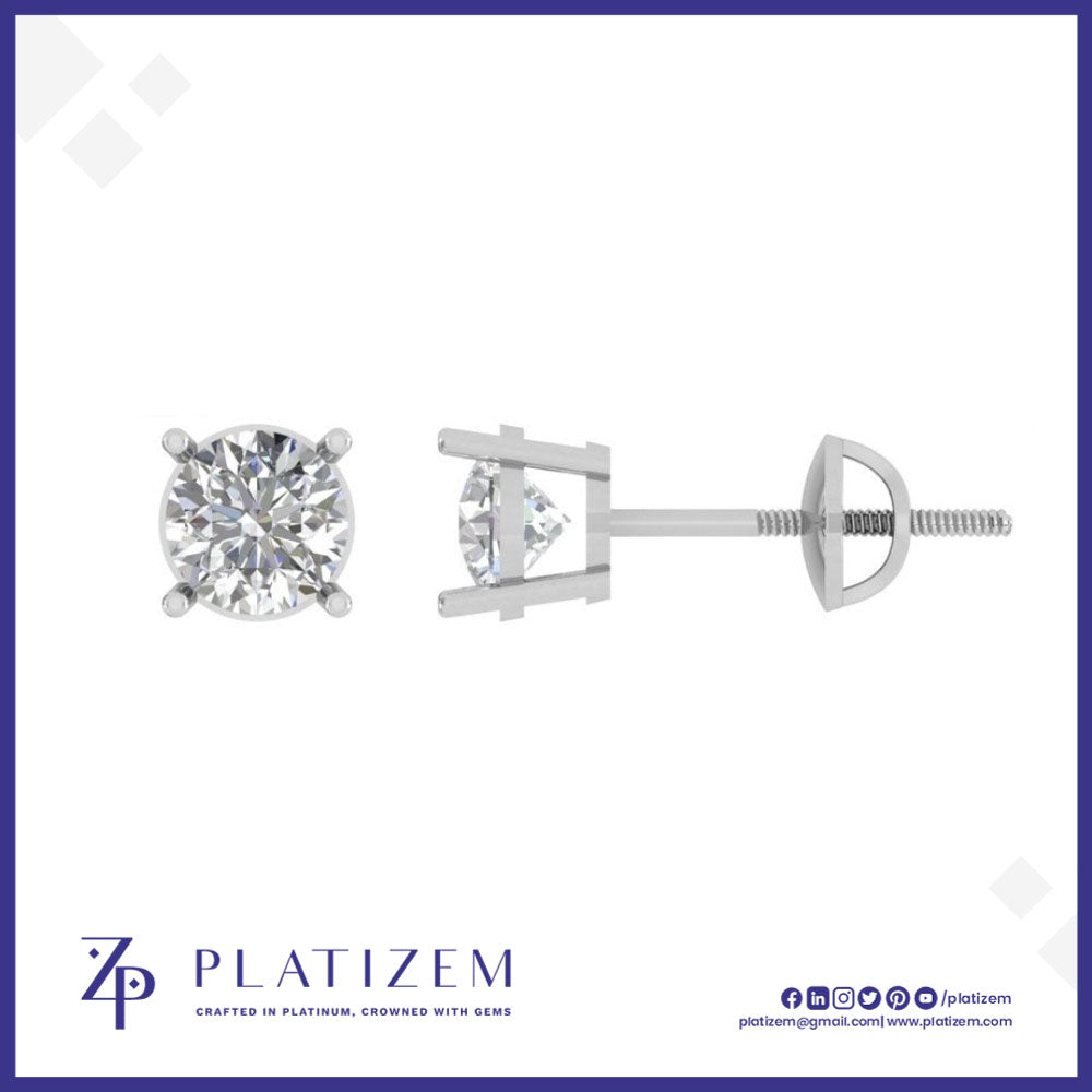 Four Prong Round Lab Grown Diamond Stud Earrings