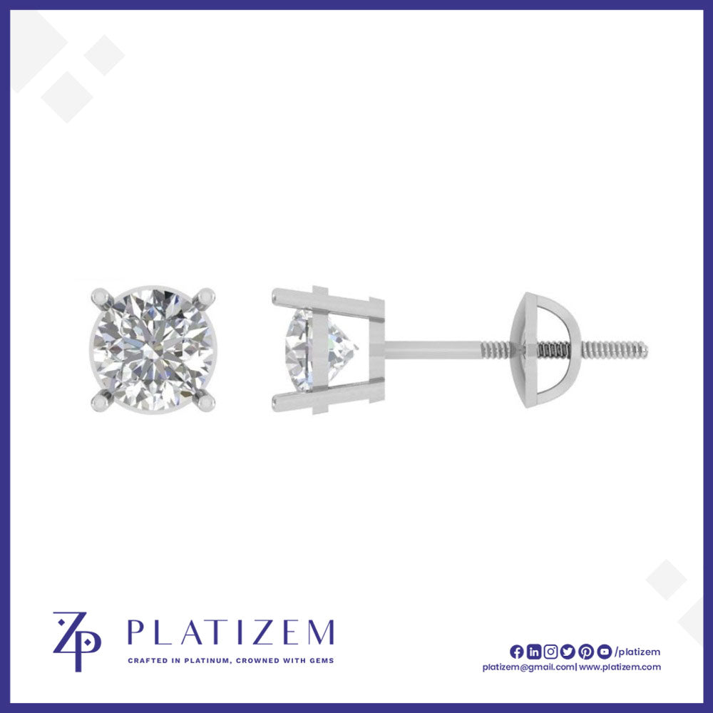 Round Lab Grown Diamond Four Prong Stud Earrings