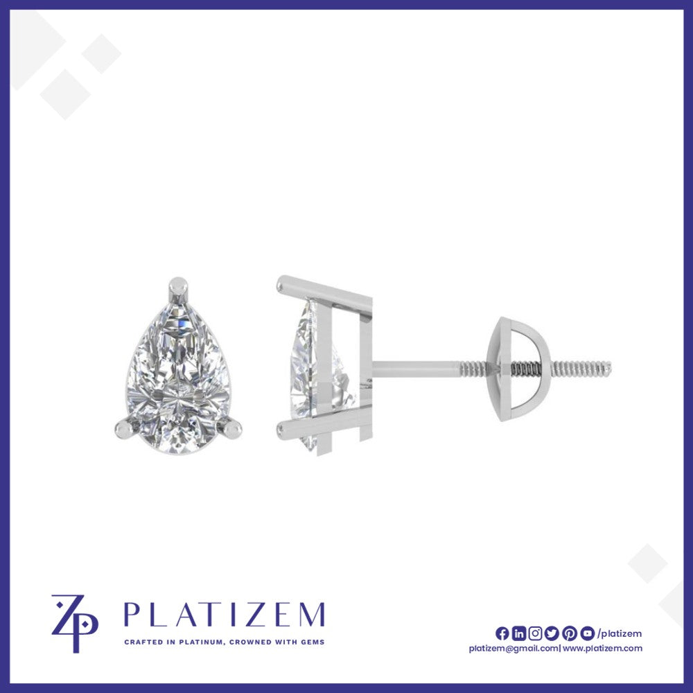 1.5 Ct Pear Cut Stud Earrings for Women