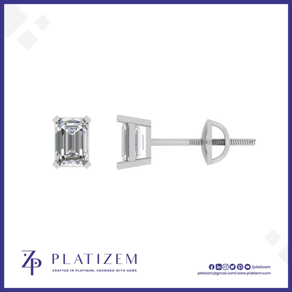 1.5 Ct Emerald Cut Stud Earrings for Women