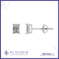 Emerald Cut Diamond Stud Earrings with Screw Back Prong Setting