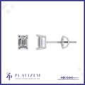 Four Prong Set Emerald Cut Diamond Studs Finished with a Screw Back Closure
