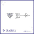 Heart Shape Diamond Studs Held by a 3-Prong Screw Back