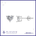 Four Prong Heart Shape Diamond Studs Secured with Threaded Screw Backs