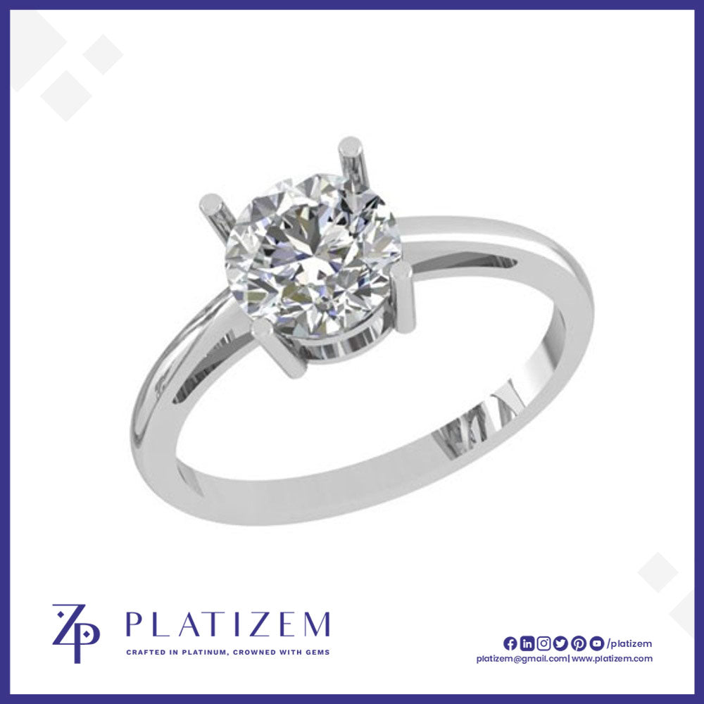 Round Brilliant Solitaire Ring with Four Prong Setting