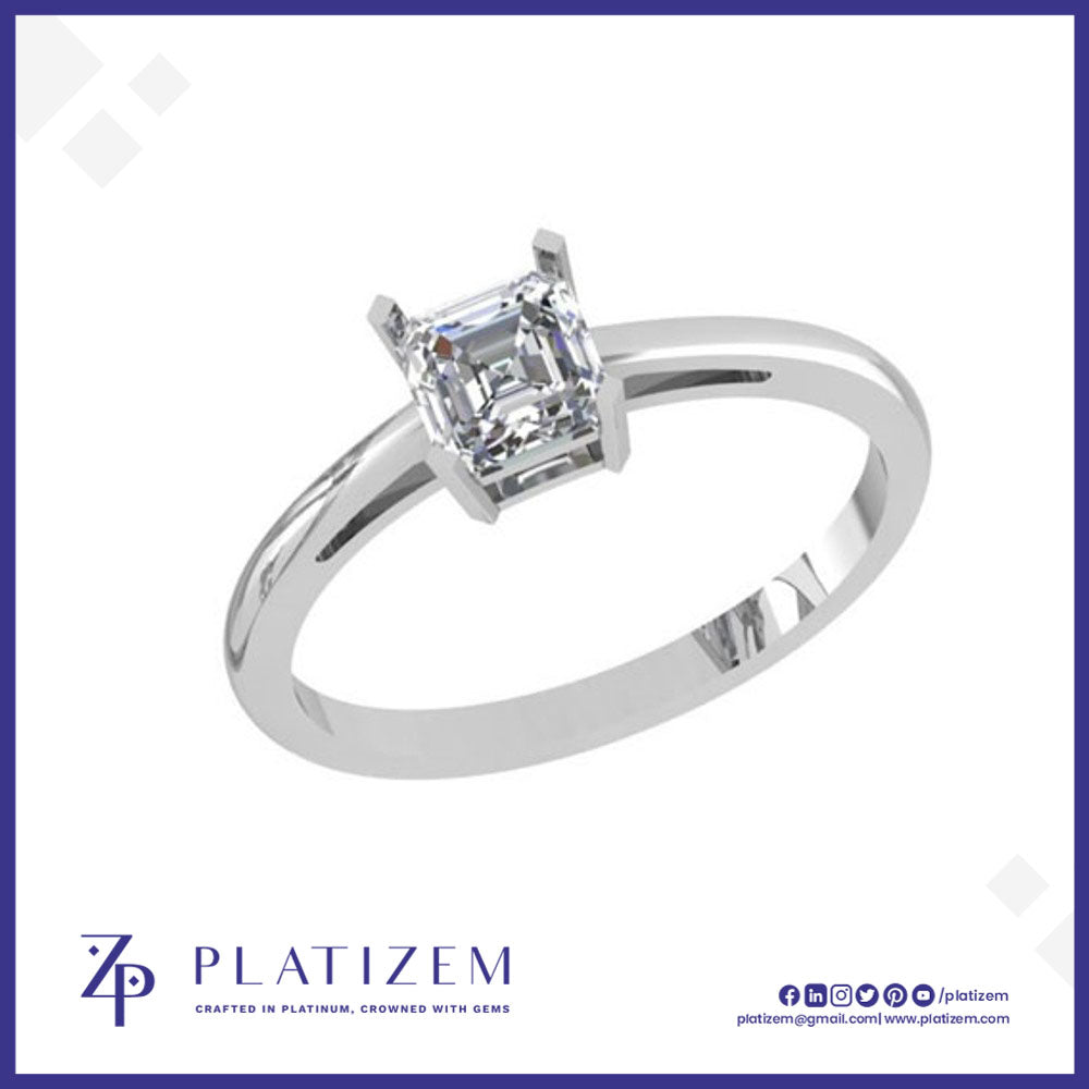 Asscher Cut Lab Diamond Solitaire Ring with Split Prong Setting