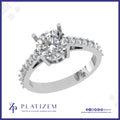 Round Brilliant Solitaire Ring with Pave Diamond Band