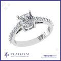 Cushion Cut Solitaire Ring with Pave Diamond Shank