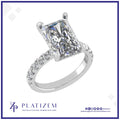 Platinum Radiant Cut Diamond Ring with Pavé Set Band