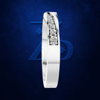 Baguette Diamond Ring Flanked by Graduated Round Diamonds on a Twist Band