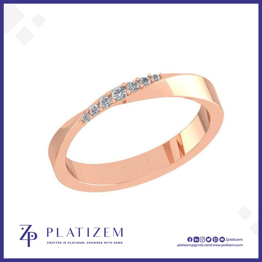 Round Diamond Curved Wedding Band for Women