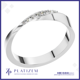 Round Diamond Curved Wedding Band for Women