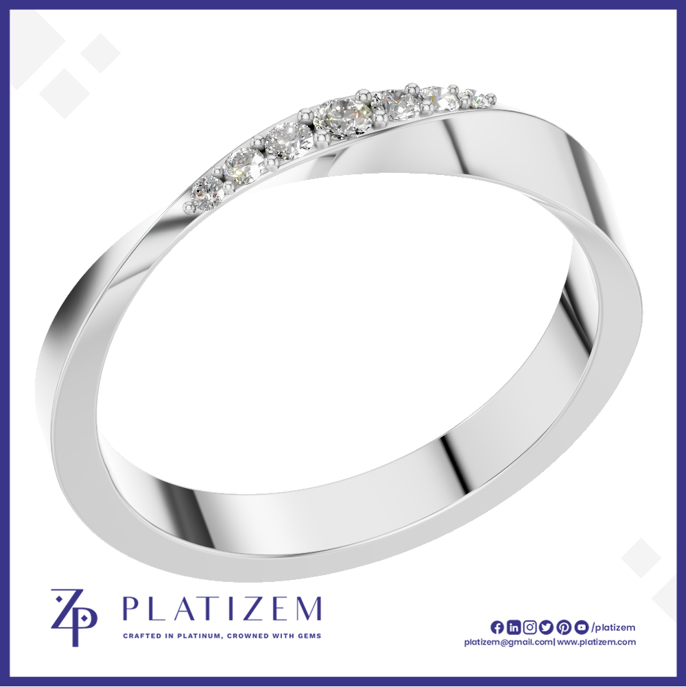 Round Diamond Curved Wedding Band for Women