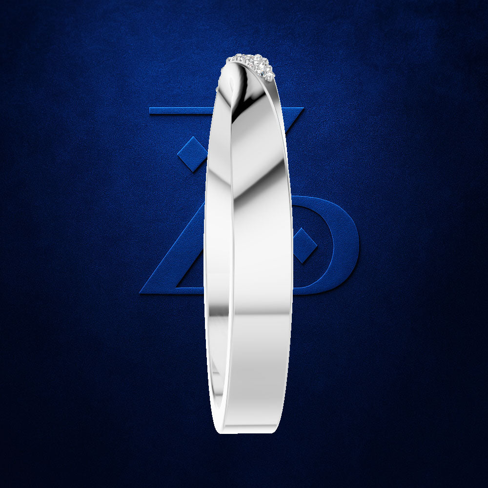 Round Diamond Curved Wedding Band for Women