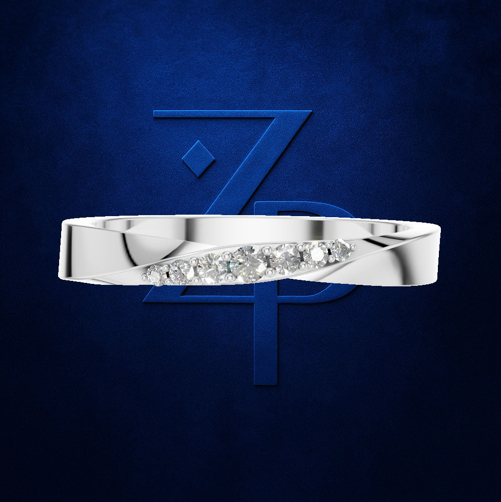 Round Diamond Curved Wedding Band for Women