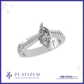 Marquise Diamond Ring on a Split Prong Band Lined with Round Diamonds