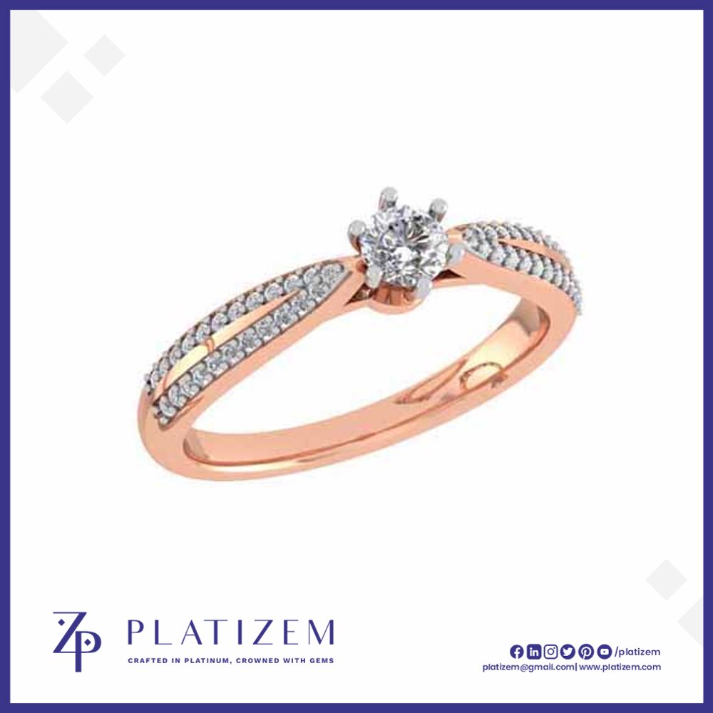 Round Diamond Ring on a Split Shank Band Paved in Round Diamonds