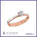 Round Diamond Solitaire Ring in Two Tone Setting with Milgrain Edges
