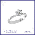 Round Diamond Solitaire Ring on a Band Set with Round Diamond Accents