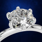 Round Diamond Solitaire Ring on a Band Set with Round Diamond Accents