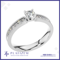 Round Diamond Ring on a Milgrain Trimmed Band Lined with Round Diamonds