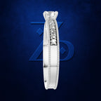 Round Diamond Ring on a Milgrain Trimmed Band Lined with Round Diamonds