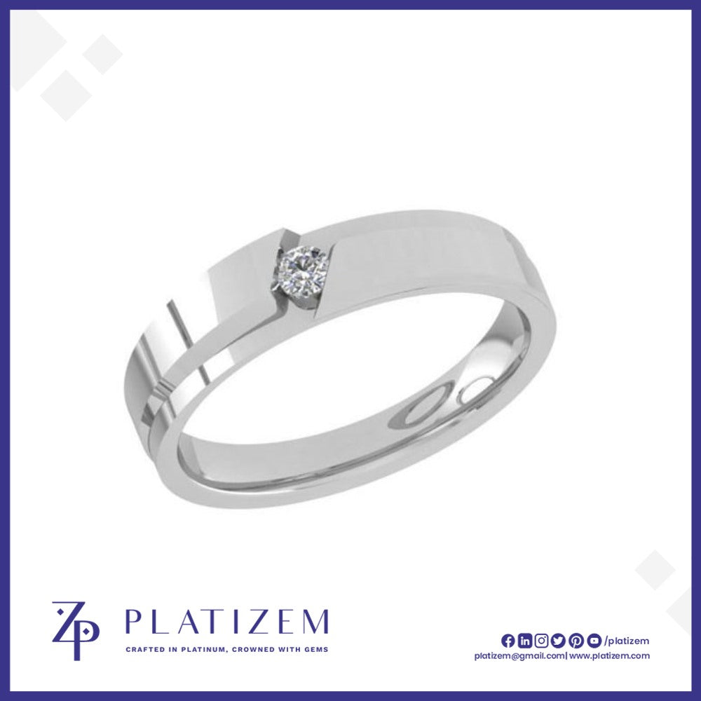 Platinum Round Diamond Solitaire Ring with Tension Setting