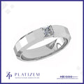 Princess Cut Diamond Ring Anchored on a Faceted Geometric Band