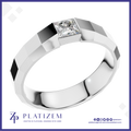 Princess Cut Diamond Ring Anchored on a Faceted Geometric Band
