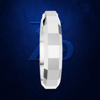 Princess Cut Diamond Ring Anchored on a Faceted Geometric Band