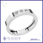 3 Stone Round Lab Grown Diamond Wedding Band
