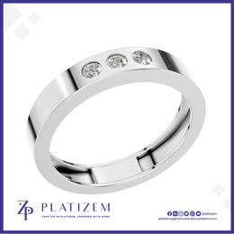 3 Stone Round Lab Grown Diamond Wedding Band