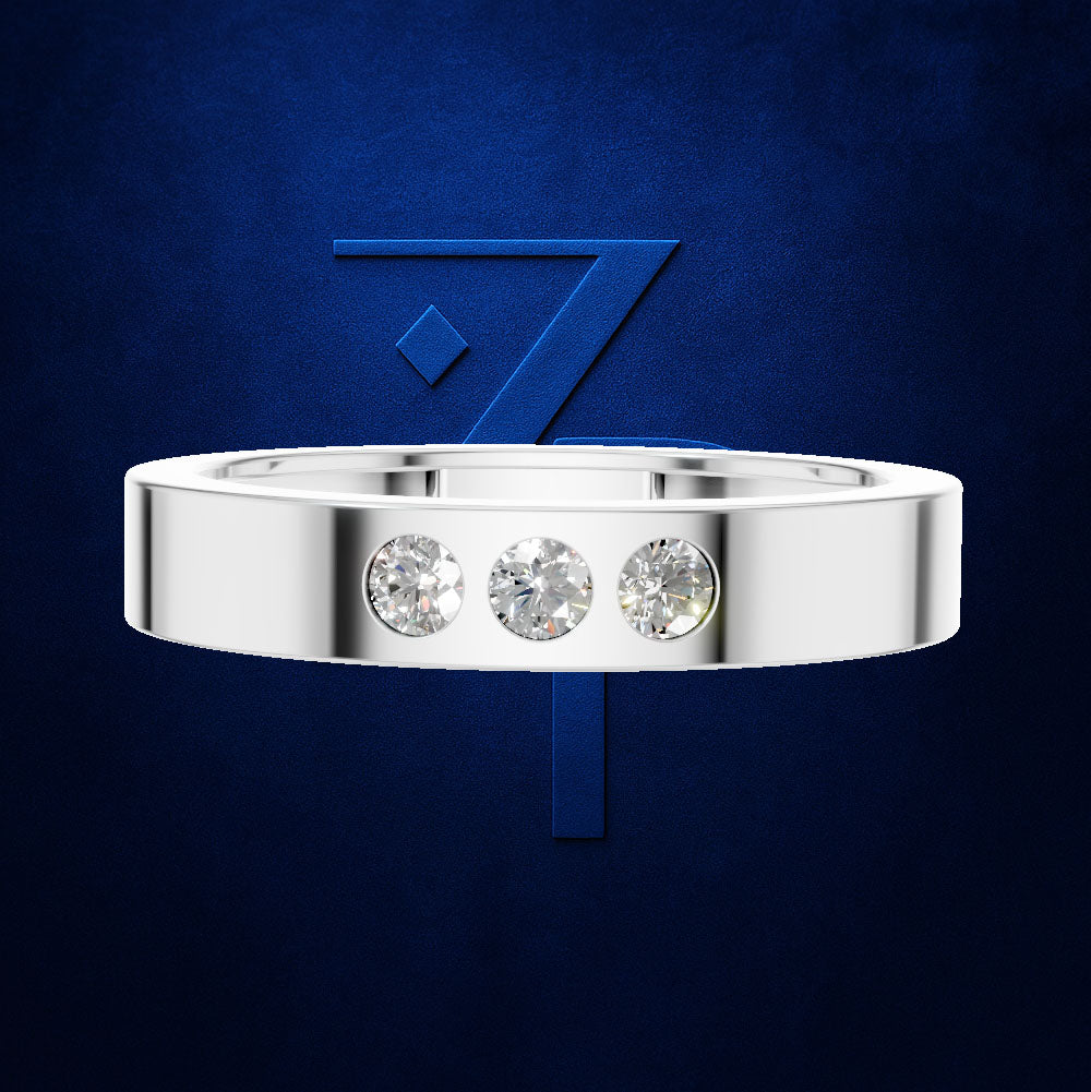 3 Stone Round Lab Grown Diamond Wedding Band