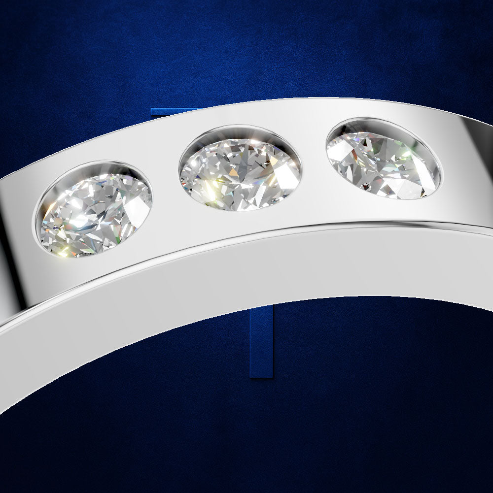 3 Stone Round Lab Grown Diamond Wedding Band