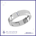 Baguette Diamond Wedding Band Set Flush Within a Beveled Edge Profile