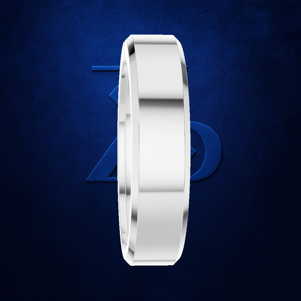 Baguette Diamond Wedding Band Set Flush Within a Beveled Edge Profile