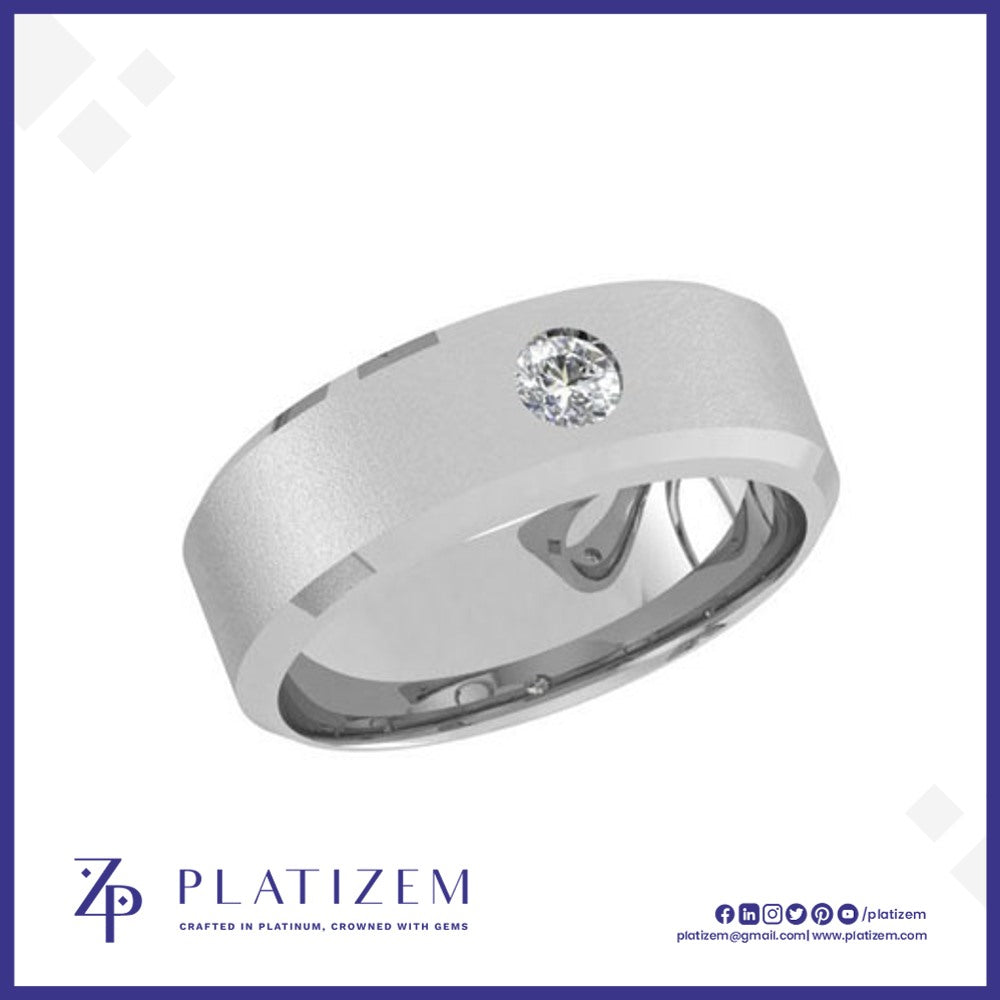 Platinum Round Diamond Solitaire Band with Beveled Edges