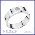 Platinum Round Diamond Solitaire Band with Beveled Edges
