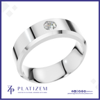 Platinum Round Diamond Solitaire Band with Beveled Edges