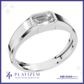 Emerald Cut Diamond Ring in a Bezel Setting on a Sleek Two Tone Band