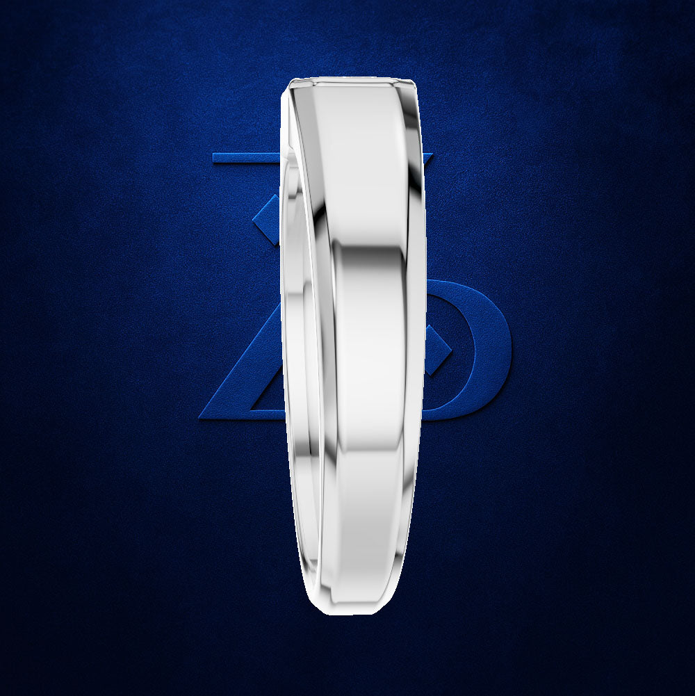 Emerald Cut Diamond Ring in a Bezel Setting on a Sleek Two Tone Band