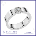Round Diamond Cluster Ring with Flat Top Wide Band