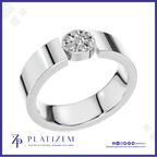 Round Diamond Cluster Ring with Flat Top Wide Band