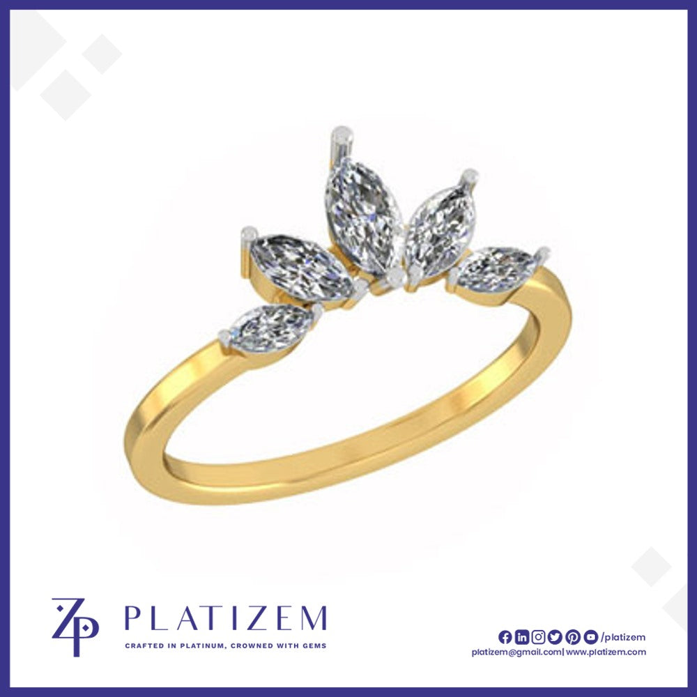 Marquise Diamond Ring Fanned into a Crown Cluster on a Slim Gold Band