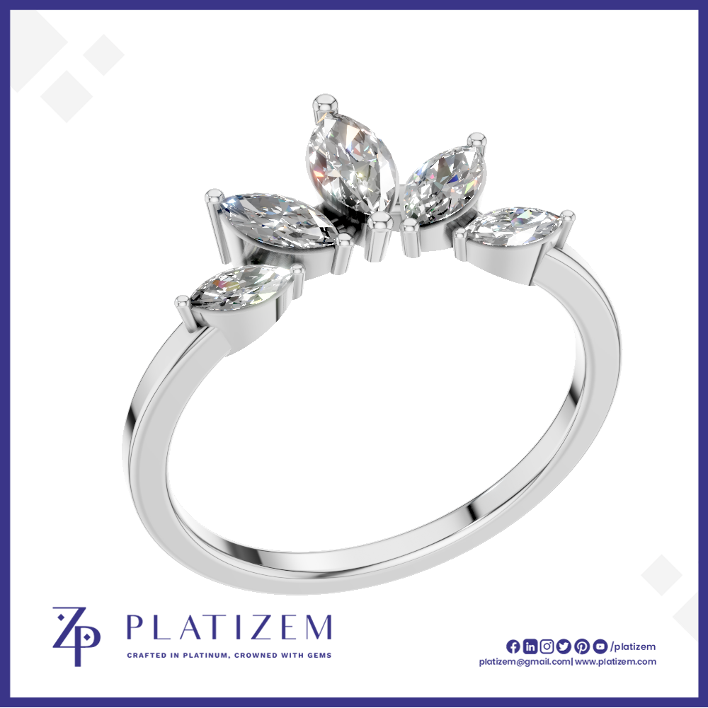 Marquise Diamond Ring Fanned into a Crown Cluster on a Slim Gold Band
