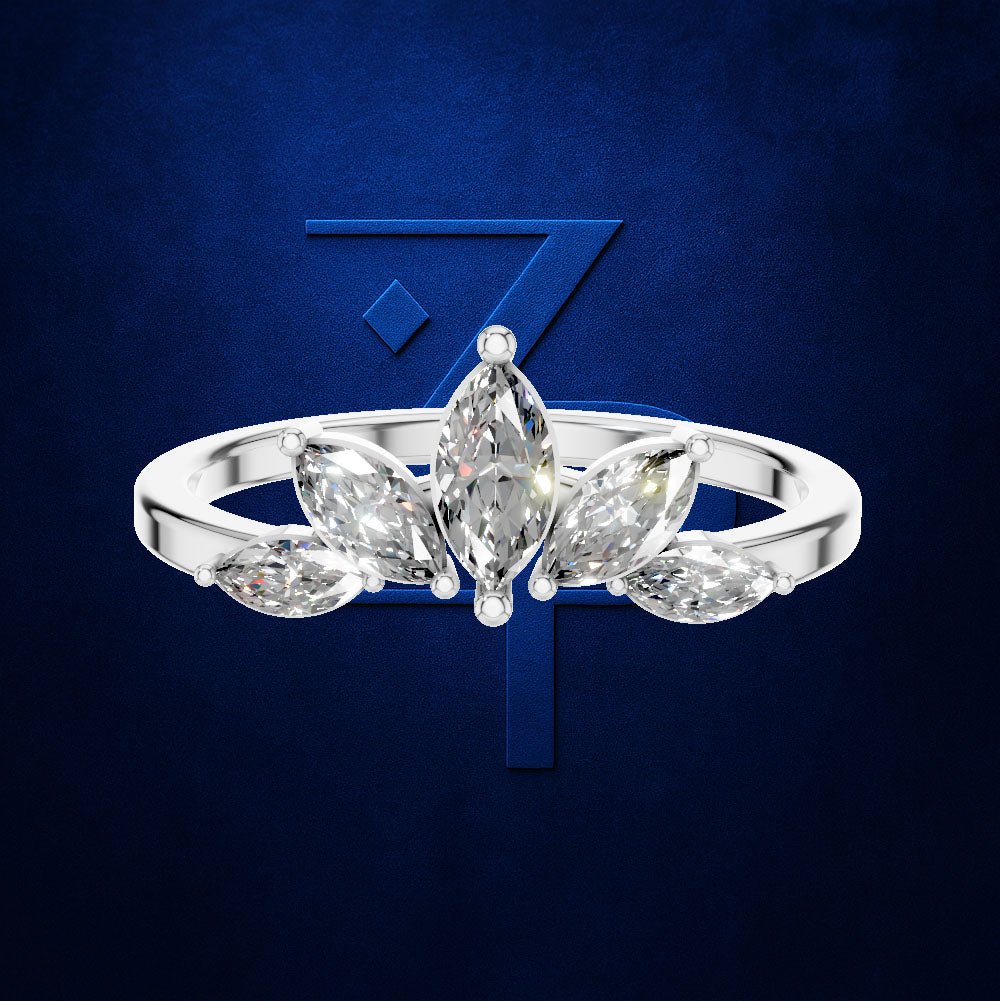 Marquise Diamond Ring Fanned into a Crown Cluster on a Slim Gold Band