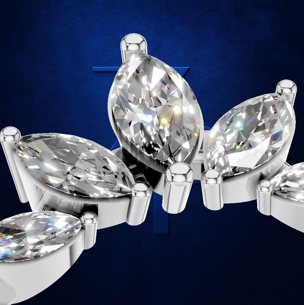 Marquise Diamond Ring Fanned into a Crown Cluster on a Slim Gold Band